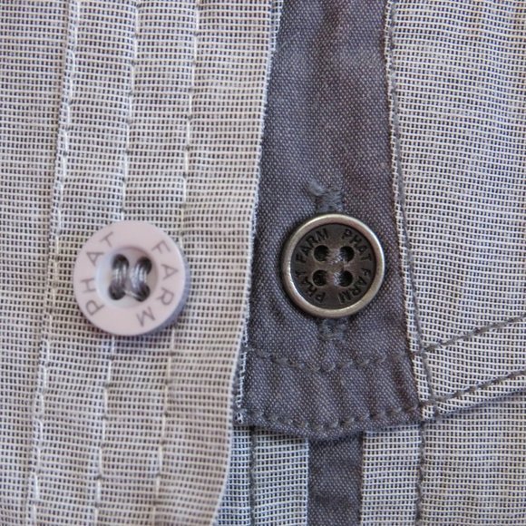 Phat Farm* Men's Short Sleeve Button Down Curved Hem Chest Pocket Shirt~ Large - Picture 4 of 10